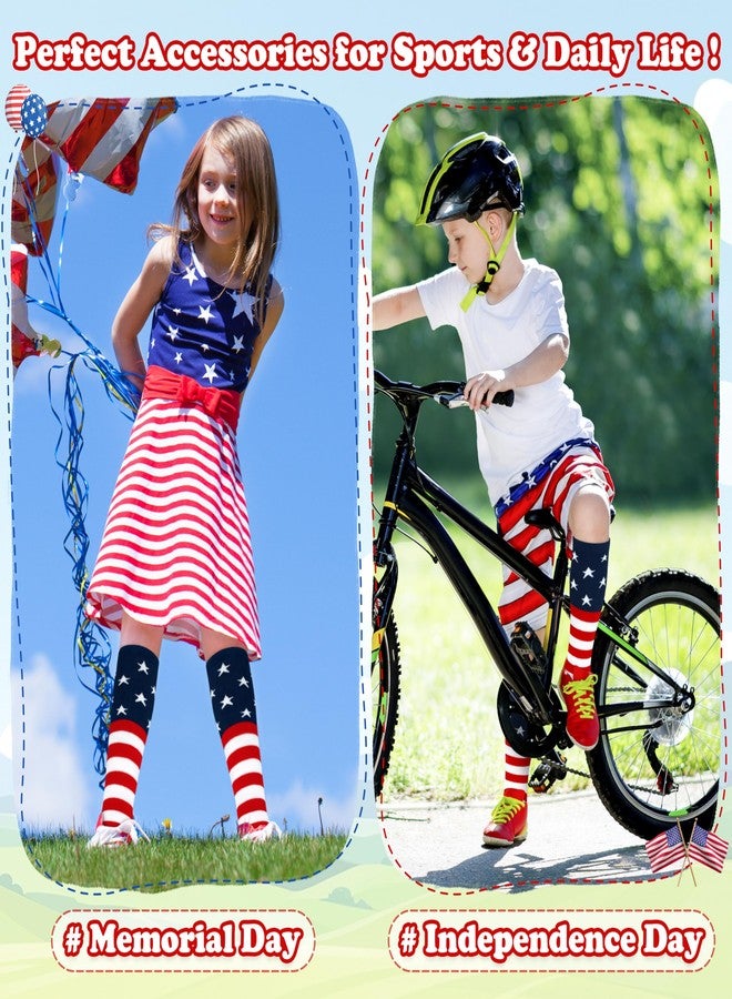 سارفيل إكسسوارات سارفيل للأطفال بمناسبة عيد الاستقلال الأمريكي، جوارب حمراء وبيضاء وزرقاء، جوارب عليها علم أمريكا، جوارب للأطفال. - Image 4